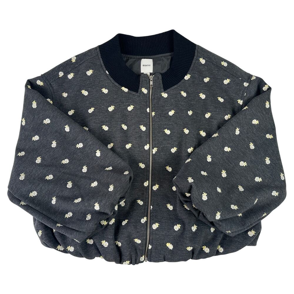 Anthropologie Maeve Embroidered Plush Bubble Coat Women's Sz M